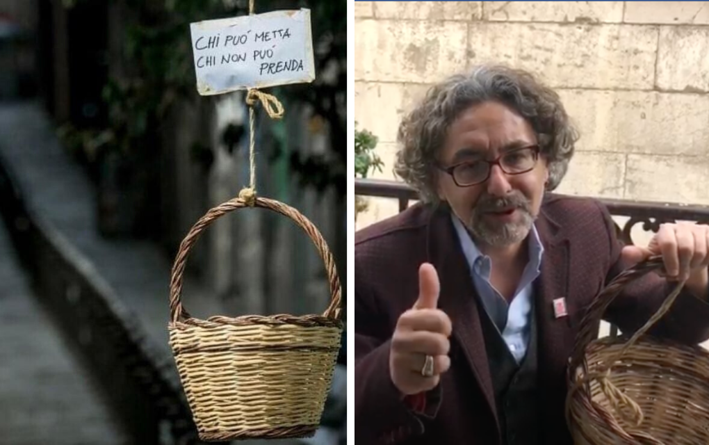 À Naples, des paniers de nourriture suspendus aux balcons pour venir en aide aux démunis